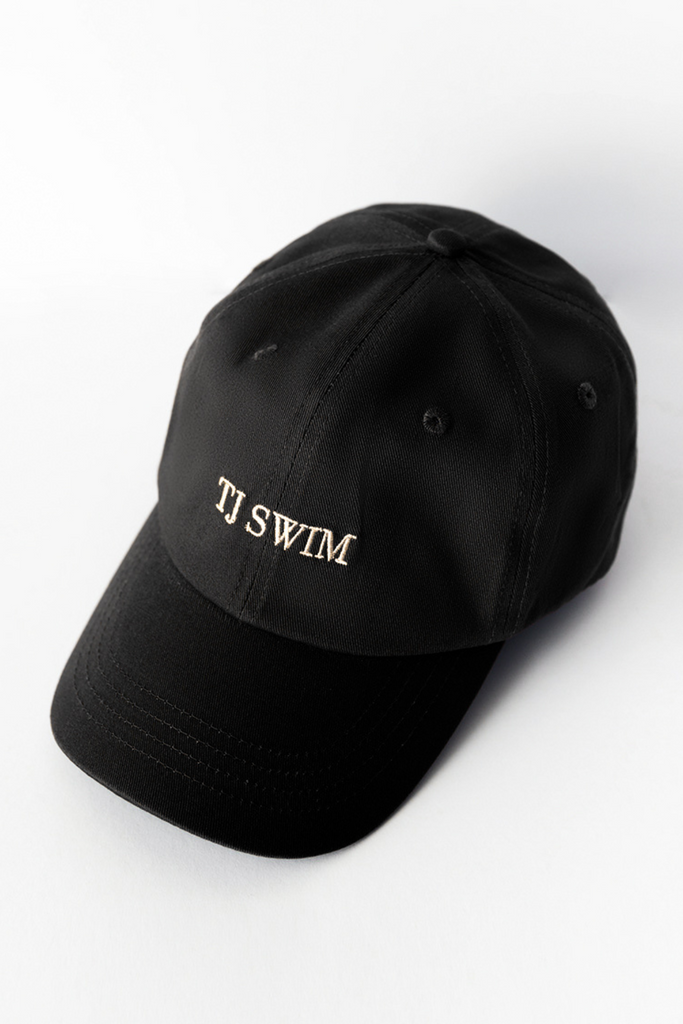 Black swim shops cap